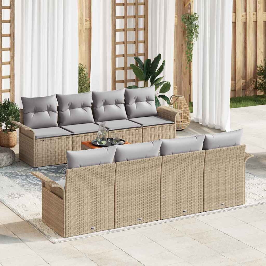 Garten-Sofa-Set 7 pcs Beige und Hellgrau 55 x 55 x 37 cm